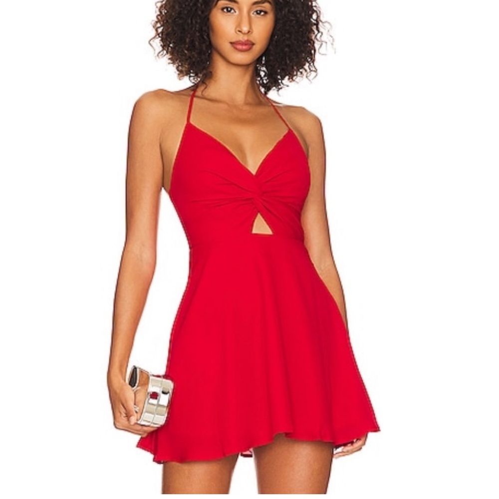 Chic Red Halter Mini Dress